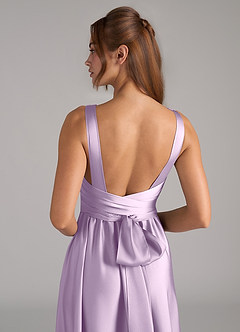 Azazie Kora Vestidos de damas de honor Vestido de Lila Esmerilada de Satén Elástico de Corte en A con Plisado image2