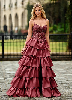 Jasmunya Borgogna Abito da ballo in organza image6