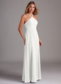 Azazie Bailey Abiti da Damigella Abito A-Line in Chiffon con Scollo Halter e Spacco Laterale Bianco image6
