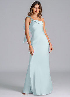 Azazie Driea Brudtärnklänningar Klä av Sjöjungfru i Stretch Satin Ena axeln Dimma image7