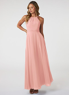 Azazie Melinda Final Sale Agave A-Line Pleated Chiffon Dress image1