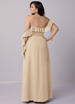 Barbie ♥ Azazie Bridesmaid Dresses Champagne A-Line Off the Shoulder Chiffon Convertible Dress image12