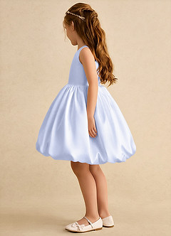 Azazie Nirvana Flower Girl Dresses Lavender Ball-Gown Ruched Matte Satin Dress image4