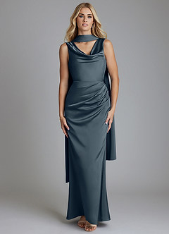 Azazie Tallie Bridesmaid Dresses Twilight Mermaid Pleated Stretch Satin Dress image5