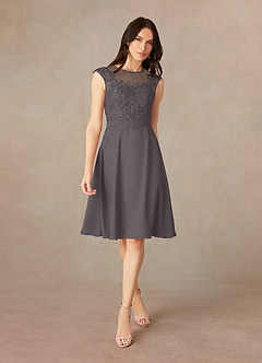 Azazie Klaus Mother of the Bride Dresses Steel Grey A-Line Scoop Sequins Chiffon Dress image3