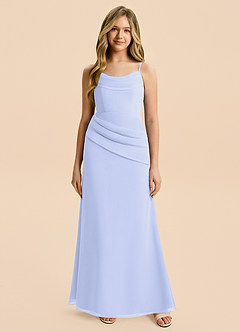 Azazie Nettie Junior Lavender A-Line Pleated Chiffon Dress image3