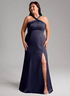 Azazie Rue Bridesmaid Dresses Stormy A-Line Pleated Stretch Satin Dress image10
