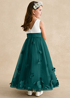 Azazie Vi Flower Girl Dresses Peacock A-Line Sleeveless Tulle Dress image4