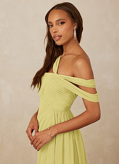 Christian Siriano Bridal for Azazie 1014 Bridesmaid Dresses Lemon Sorbet A-Line Off the Shoulder Chiffon Dress image2