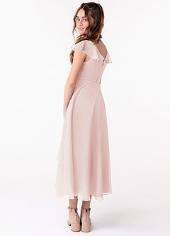Azazie Posie Junior Rose Petal A-Line Ruched Chiffon Dress image2