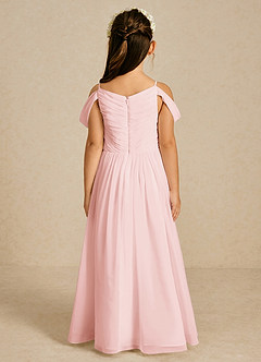 Azazie Chelle Flower Girl Dresses Blushing Pink A-Line Pleated Chiffon Dress image2