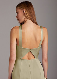 Azazie Elana Brautjungfernkleider Etui Seitliche Cut-Outs Stretch-Satin Kleid Moosgrün image5
