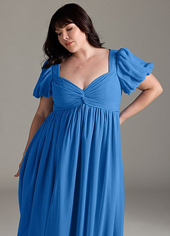 Azazie Madisynn Brautjungfernkleider für Schwangere Schleifen Chiffon Bodenlänge Kleid image9
