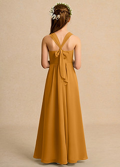 Azazie Tater Junior Formal vestidos de niña de las flores Vestido de Caramelo de Gasa de Corte En A con Plisado image2