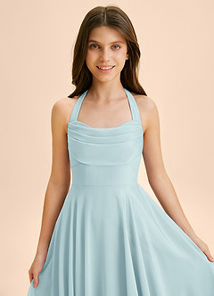 Azazie Kady Junior Robe Trapèze en Mousseline de soie Encolure en Forme de Cœur Verre De Mer image6