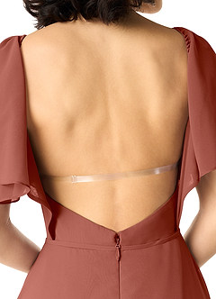 Azazie Chloe Abiti da Damigella Abito A-Line in Chiffon Scollo a Cuore Auburn image4