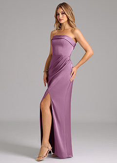 Azazie Aretha Brautjungfernkleider Wandelbar A-Linie Schulterfrei Stretch-Satin Kleid Blauregen image3