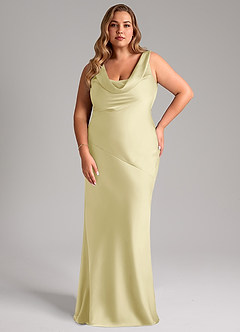 Azazie Rylina Bridesmaid Dresses Lemon Sorbet Mermaid Stretch Satin Dress image7