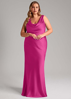 Azazie Rylina Bridesmaid Dresses Fuchsia Mermaid Stretch Satin Dress image9