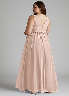 Azazie Yetta Maternity Bridesmaid Dresses A-Line V-Neck Gathered Chiffon Floor-Length Dress image11