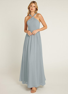 Azazie Jacey Bridesmaid Dresses Dolphin Grey A-Line Pleated Chiffon Dress image1