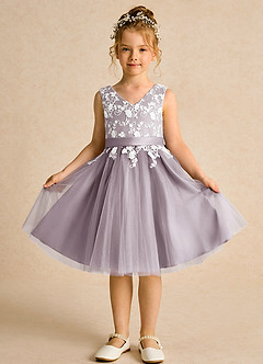 Azazie Butterfly Flower Girl Dresses Dusk A-Line Lace Dress image2