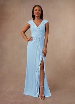 Azazie Calathea Mother of the Bride Dresses Sky Blue A-Line Lace Dress image1