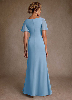 Azazie Suffolk Abiti per la Madre della Sposa Abito A-Line in Chiffon Plissettato Azzurro Polvere image3