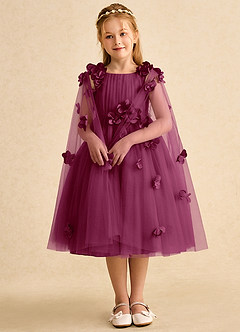 Azazie Staria Robe Demoiselle D'honneur Fillette Robe Princesse en Tulle Rayé Mûre image3