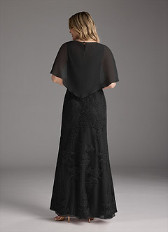 Azazie Whilhelmina vestidos de madre de la novia Vestido de Negro de Gasa de Sirena con Encaje image6