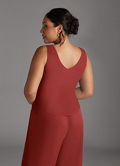 Azazie Frances Mother of the Bride Dresses Rust Jumpsuit/Pantsuit Scoop Mesh Dress image14