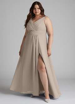 Azazie Karina Bridesmaid Dresses Frost A-Line Pleated Chiffon Dress image6