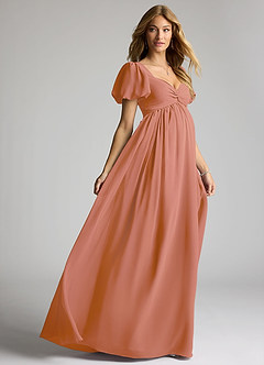 Azazie Madisynn Maternity Bridesmaid Dresses Bow Chiffon Floor-Length Dress image4