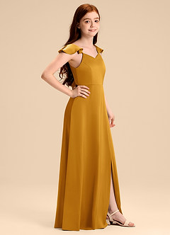 Azazie Everett Junior Klä av A-Line i Stretch Satin Rosett image3