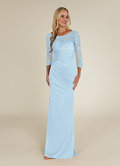 Azazie Alisondra Mother of the Bride Dresses Sky Blue Sheath Scoop Lace Lace Dress image1