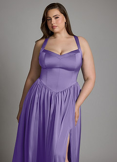 Azazie Francis Bridesmaid Dresses Tahiti A-Line Corset Stretch Satin Dress image14