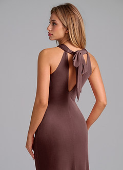 Azazie Doretta Bridesmaid Dresses Espresso Mermaid Pleated Velvet Dress image2