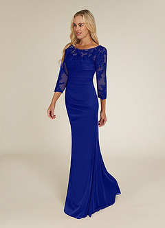 Azazie Alisondra Mother of the Bride Dresses Royal Blue Sheath Scoop Lace Lace Dress image3