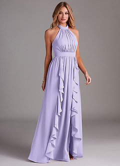 Azazie Avary Bridesmaid Dresses Lilac A-Line Pleated Chiffon Dress image5