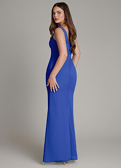 Azazie Hadley Bridesmaid Dresses Royal Blue Mermaid Pleated Chiffon Dress image5