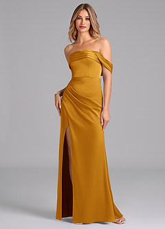Azazie Lisbeth Vestidos de damas de honor Vestido de Caramelo de Satén Elástico de Corte Sirena Convertible con Vestidos sin tirantes image1