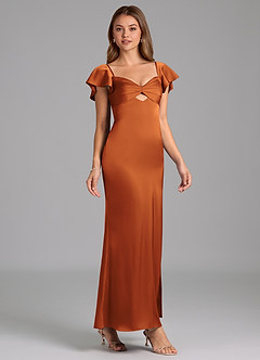 Azazie Demia 신부 들러리 드레스 쉬스 스윗하트 네크라인 스트레치 새틴 발목 길이 드레스 image4