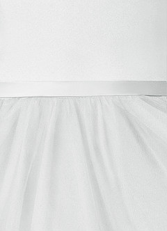 Azazie Marybell Flower Girl Dresses Diamond White A-Line Bow Tulle Dress image4