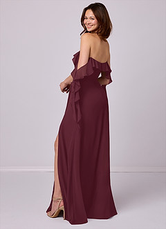 Barbie ♥ Azazie Bridesmaid Dresses Cabernet A-Line Off the Shoulder Chiffon Convertible Dress image3