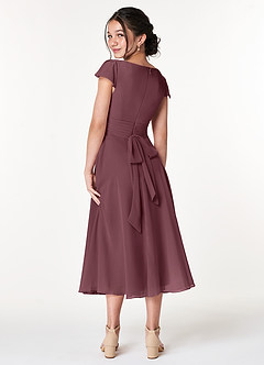 Azazie Payton Junior Sangria A-Line Bow Chiffon Dress image2