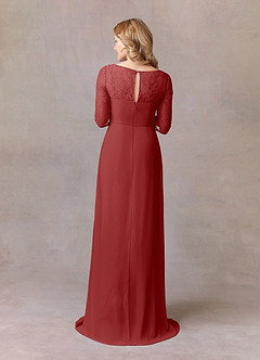 Azazie Leonine Mother of the Bride Dresses Rust A-Line Scoop lace Chiffon Dress image5