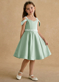 Azazie Judi Flower Girl Klänningar Klä A-Line i Matt satäng image4