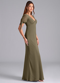 Azazie Pheby Bridesmaid Dresses Willow Green A-Line Pleated Chiffon Dress image5