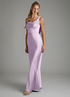 Azazie Elena Bridesmaid Dresses Frosted Lilac Mermaid Pleated Stretch Satin Dress image4