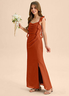 Azazie Jessamine Junior Burnt Orange Mermaid Sweetheart Neckline Chiffon Dress image6